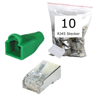10x CAT5e RJ45 Stecker geschirmt Modular Crimp Patchkabel Netzwerk 10 Stück grün