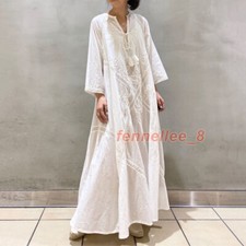 Womens V Neck Floral Long Sleeves Maxi Dress Oversize Loose Casual Robes Gown