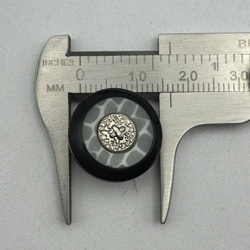 Elegante/Elegante Negro-Gris-Vintage Plata Poli/Metal Botón 18mm 11/16" Vástago Foto 3 de 3