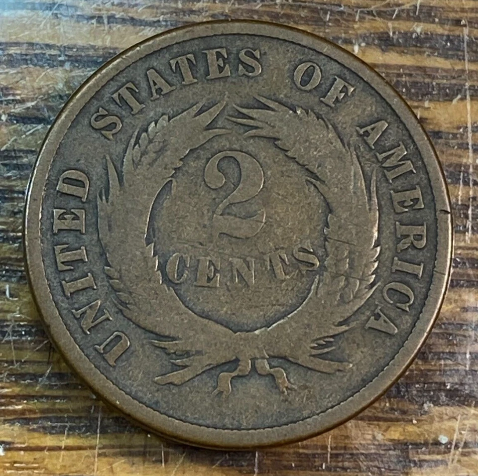 1871 Key Two Cent Piece Nice Original Fine+ CHRC - Image 2 of 2