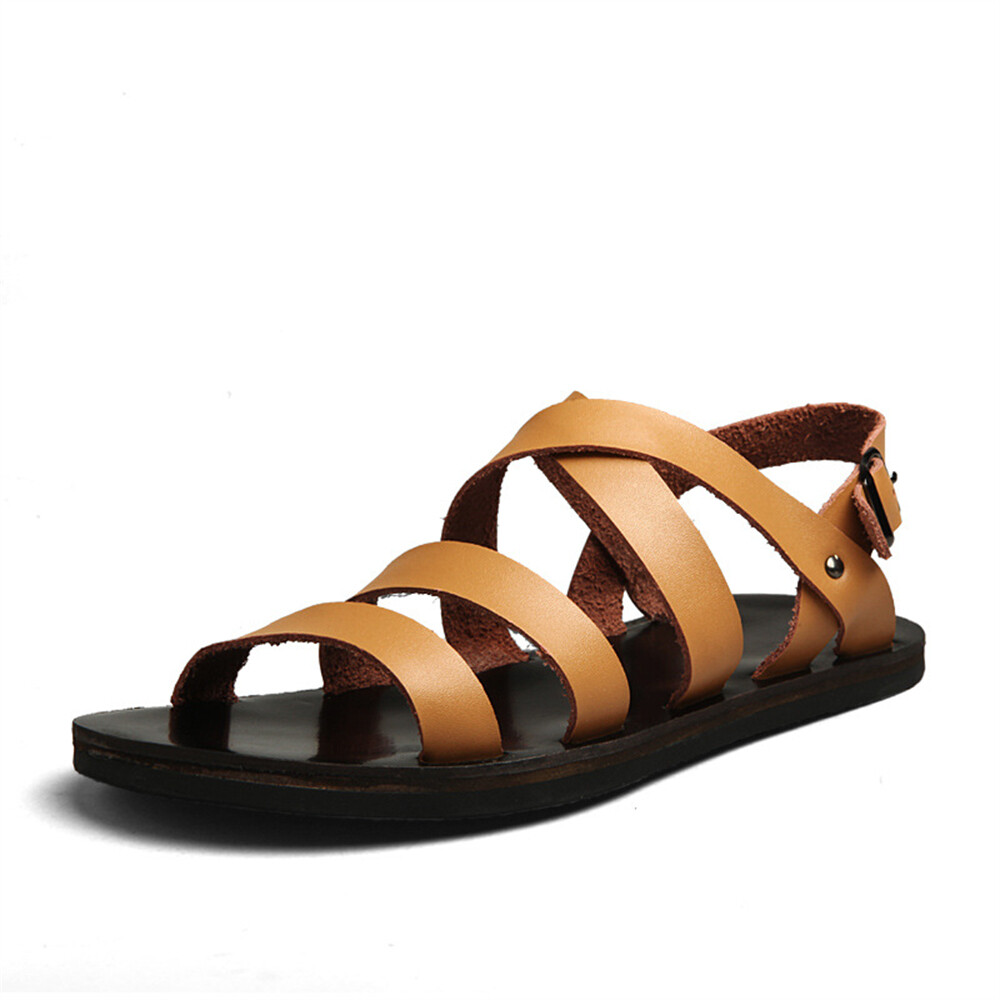 Men's Sandals Fashion Leather Slippers Non-slip Beach Shoes