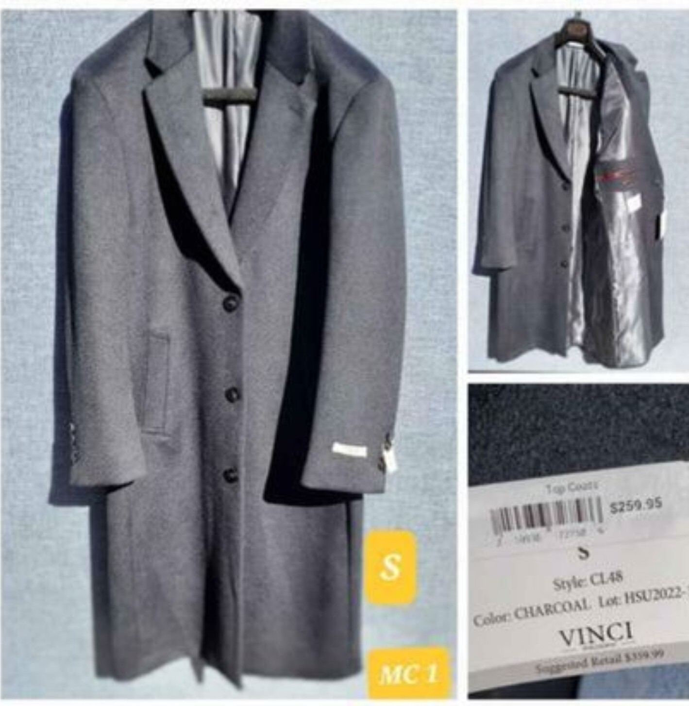 Charcoal Full-Length Trench Coat Size S 48 Top Coat by RRR Coats-image