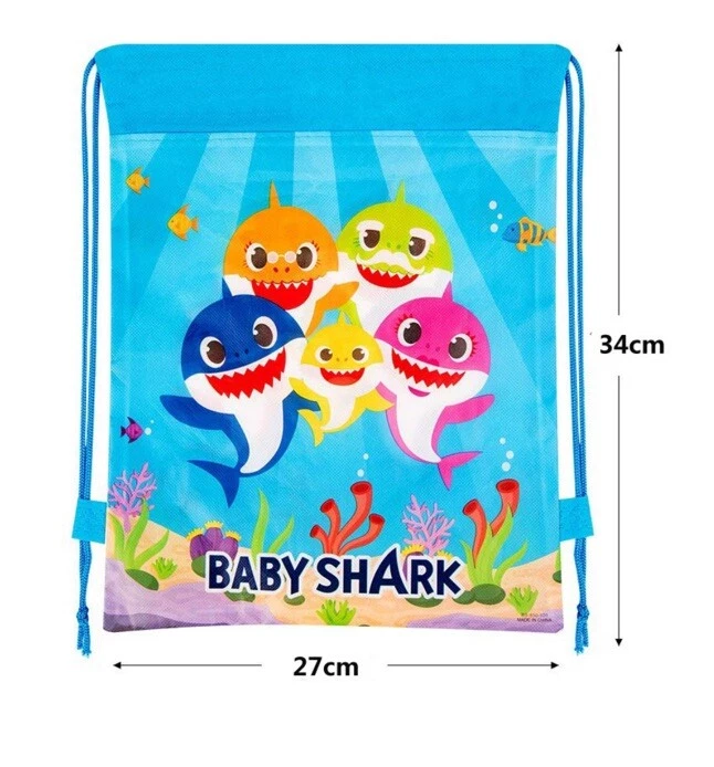 12x BABY SHARK Party Favors Drawstring Backpack Sling Tote bag - Image 2 of 4