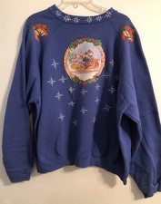 Vintage Blue Tultex Christmas Sweatshirt Size 2XL. Made In USA