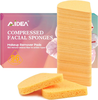 96Count Facial Sponges Compressed, Face Sponges for Cleansing, Natural Cosmetic 
