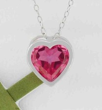 GENUINE 0.85 Cts PINK SAPPHIRE PENDANT 14k WHITE GOLD - Free Certificate - NWT