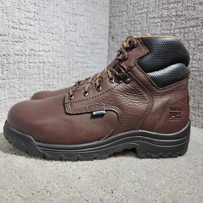 Timberland Pro Men's Size 12W US Brown Leather Steel Toe Waterproof Work Boots