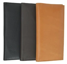 RFID Blocking Genuine Leather Standard Checkbook Cover Holder Thin Wallet