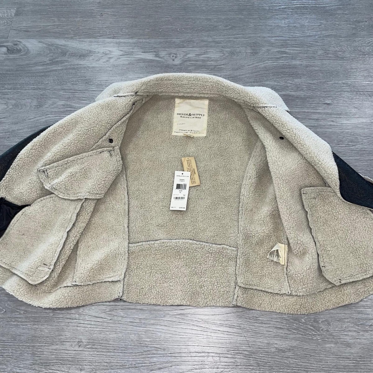 Ralph Lauren Denim Supply Biker Jacket Women's XL Shearling Vegan