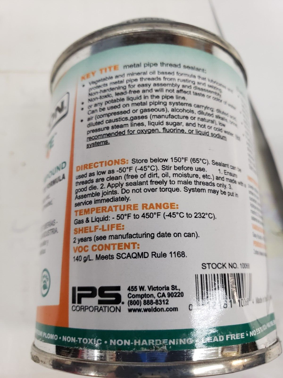 WeldOn® Key Tite 505 10068 Pipe Joint Compound 1/2pt HRI Day India