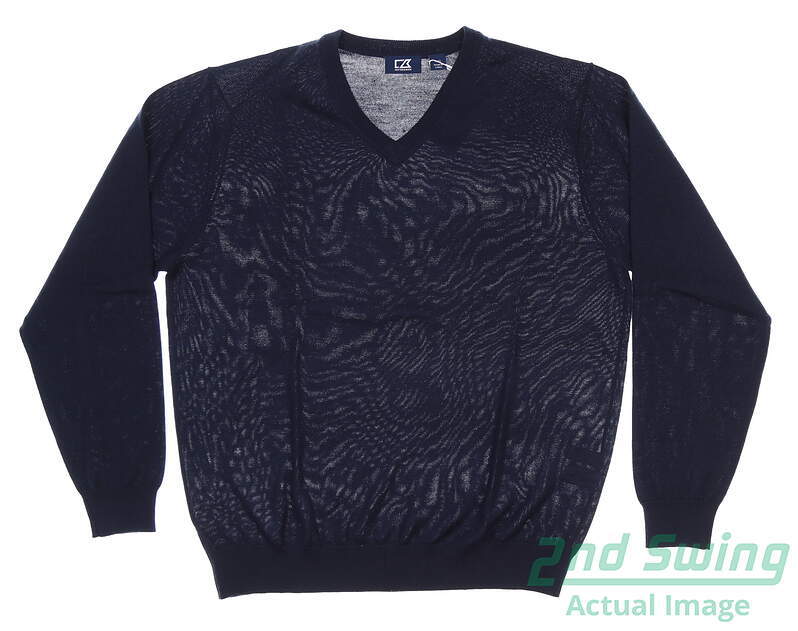 New Mens Cutter & Buck Douglas VNeck Sweater Large L Navy MSRP 115