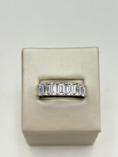 STERLING SILVER 925 WHITE GEMSTONE 6mm BAND SIZE 7 RING 6.6g