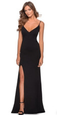 La Femme High Slit Strappy Back Trumpet Gown Cocktail NWT Size 4