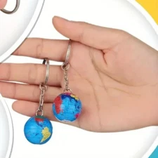 2pcs - World Globe Metal Keychain Fob- SHIPS From USA  - With Mini Gift Box-