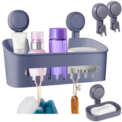 Vacuum Shower Caddy Suction Cup Soap Dish Bathroom Wall Mounted Basket Holder UK
