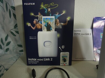 FUJIFILM INSTAX MINI LINK 2 CLAY WHITE Use less item from JAPAN