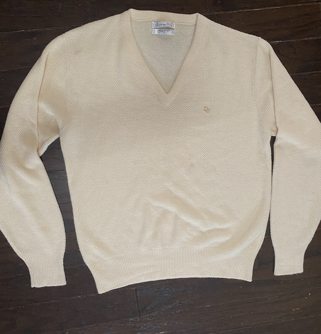 トップス 80s Christian Dior Orlon Acrylic Sweater VTG 80s Christian Dior Grey Orlon Acrylic Sweater Men' s