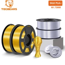 TECBEARS Silk PLA Filament 1.75mm 4KG Shiny Silk 3D Printer PLA Filament Neatly