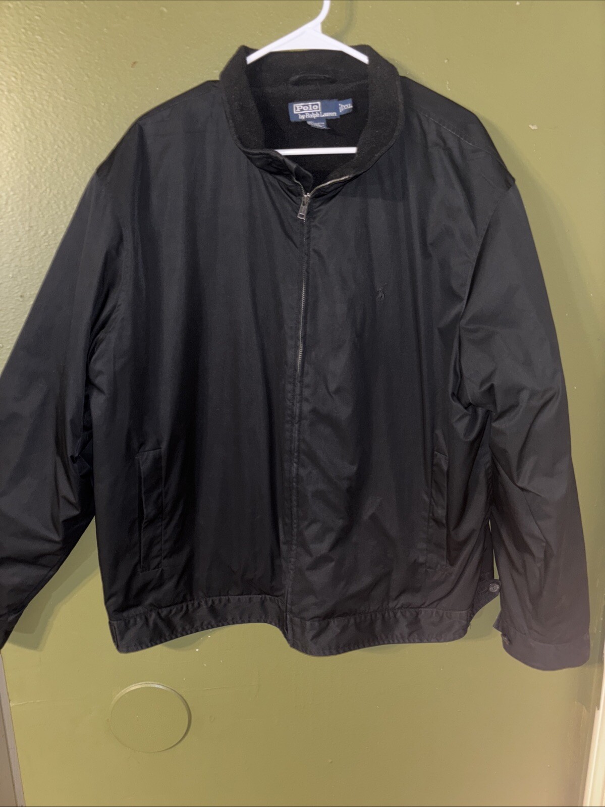 Giacca Polo Ralph Lauren uomo XXL nera giacca a vento colletto foderata logo pony