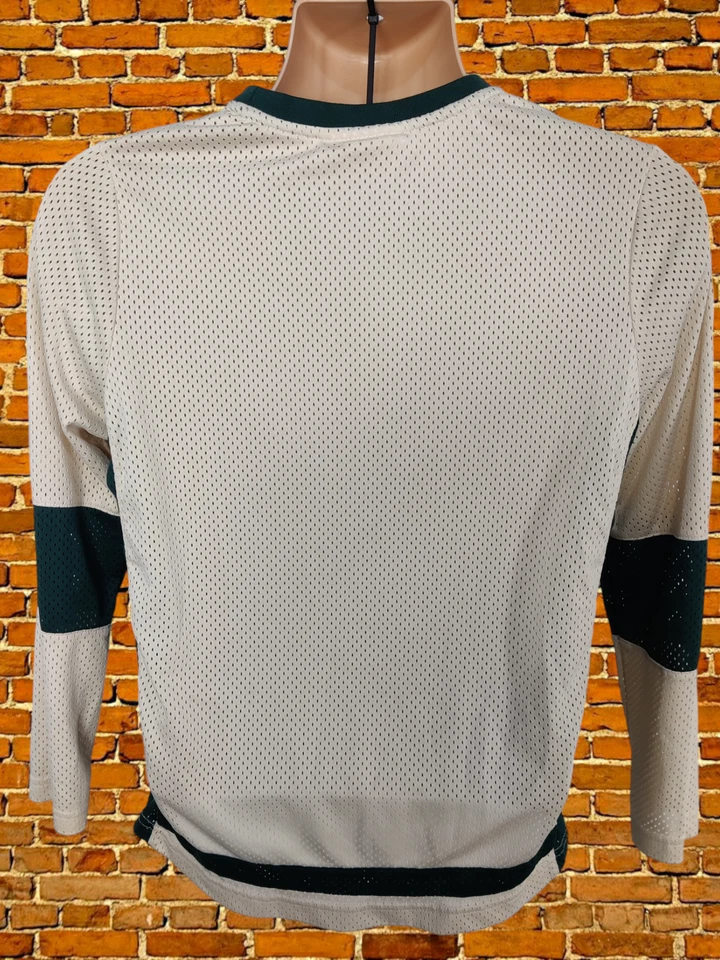 MENS FILA SIZE UK XS SMALL CREAM GREEN MESH ROUND NECK T-SHIRT TOP LONG SLEEVE - Image 3 of 4