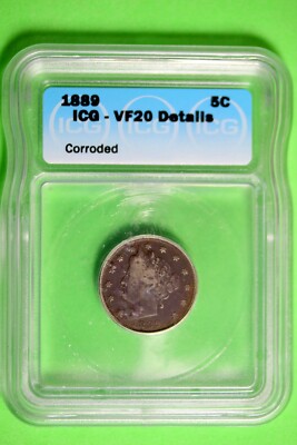 1889 ICG VF20 Details Liberty V Nickel #B26973 | eBay