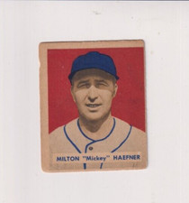 MICKEY HAEFNER 1949 BOWMAN BASEBALL VINTAGE ROOKIE CARD NAME ON FRONT SCRIPT 144