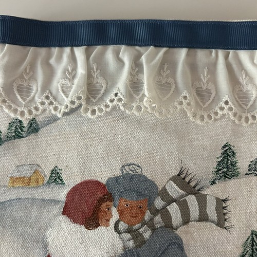 Hand Made Painted Folk Art Christmas Stockings Set Of 2 Signed Winter Farmhouse - Picture 7 of 15