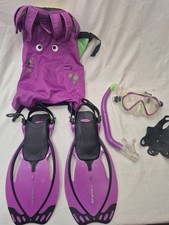 Head Sea Pals Jr Kids Mask Dry Snorkel Fins Set Diving Snorkeling Purple Squid