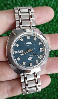 NICE VINTAGE CITIZEN DANDY SEVEN CUSTOM BLUE DIAL AUTOMATIC 27 JEWELS GENT WATCH