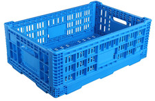 52L Collapsible Storage Heavy Duty Plastic Transfer Container Blue Milk Crate