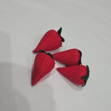 Vintage Small Red Strawberry Plush Set Of 4