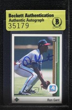 BAS 1989 Upper Deck Ron Gant #378 Authentic Auto 3c7