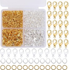 700 Pcs 12mm Lobster Claw Clasps Open Jump Rings Lobster Clasps 12mm Gold S...