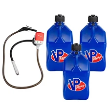 VP Racing 3532-CA, 5.5-Gal. Blue Jug(3PK) w/Battery Powered Fuel pump(1PK)