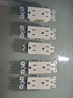 Lot of 6 Legrand 15A Dual Wall Outlets   gray Standard Electrical Receptacles