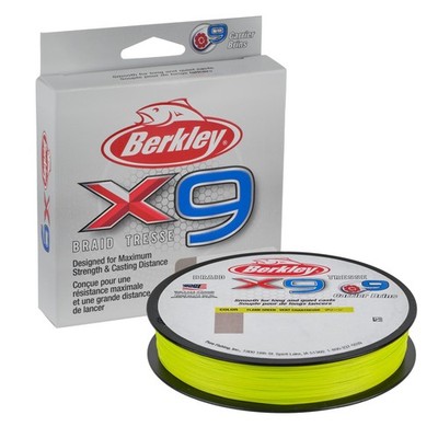 Berkley X9 Braid Fishing Line 164Yd Flame Green Strong Smooth Casting