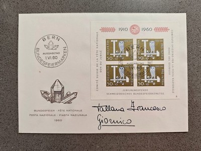 SCHWEIZ 1960 NATIONALFEIERTAG JUBILÄUMSGESCHENK - REISEUMSCHLAG BLATT FDC