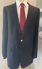Burberrys Wool Blazer Navy Gold Buttons Mens 40L Vintage Classic Tailored