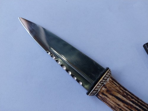 ROBERT BURNS SGIAN DUBH PEWTER ELK HORN KILT KNIFE | READ DESCRIPTION - Picture 12 of 20