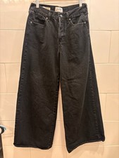 Universal Thread Mid Rise Super Wide Leg Denim Jeans Black Button 5-Pocket Solid