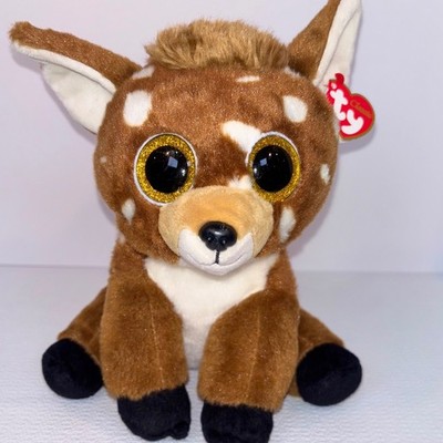 Ty Beanie Boos Dazzle Deer Plush Stuffed Animal Glitter Eyes Brown White 12''