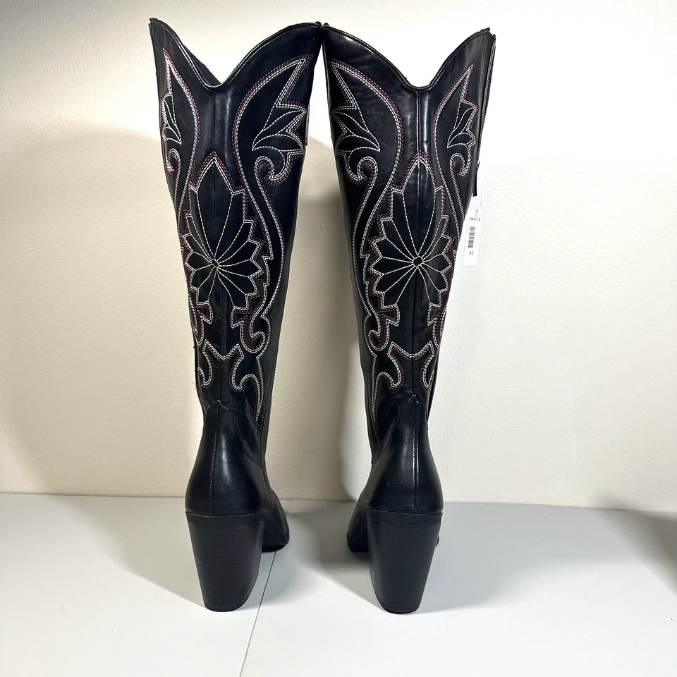 Torrid Womens Tall Western Cowboy Boot Black 8.5 WW Width Vegan - Image 3 of 4