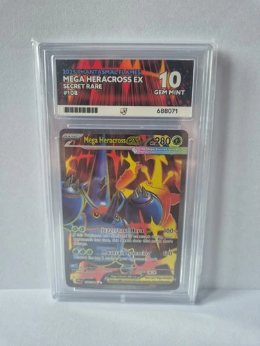 Pokémon TCG Mega Heracross EX Holo Rare Card 108/094 ACE 10 Graded