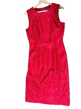 Tahari Women's Sheath Sleeveless Sparkly Red Dress Size 8 (6)