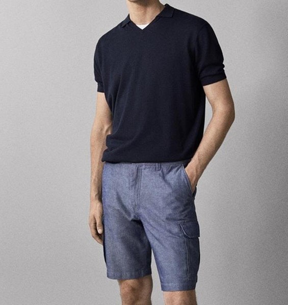 Men Massimo Dutti Cargo Shorts Navy 31