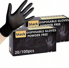 20/100pcs Black Nitrile Gloves Disposable Powder Free Cleaning