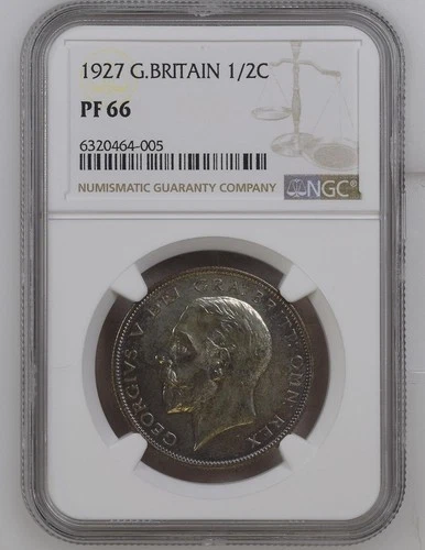 1927 GREAT BRITAIN PROOF HALF CROWN NGC PF66