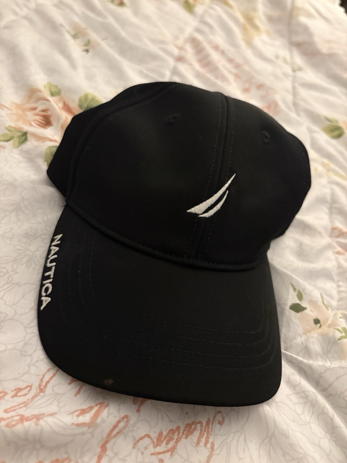 Nautica Adjustable Black Solid Baseball Cap Hat One Size Men's Casual