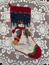 20.5x7.5" - I HAVE 75 Needlepoint Christmas Stockings - Snowman Bear I