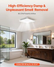  Bathroom Exhaust Fan with LED Light, 80 CFM 4000K Bathroom Vent, 1.5 Sones Low-